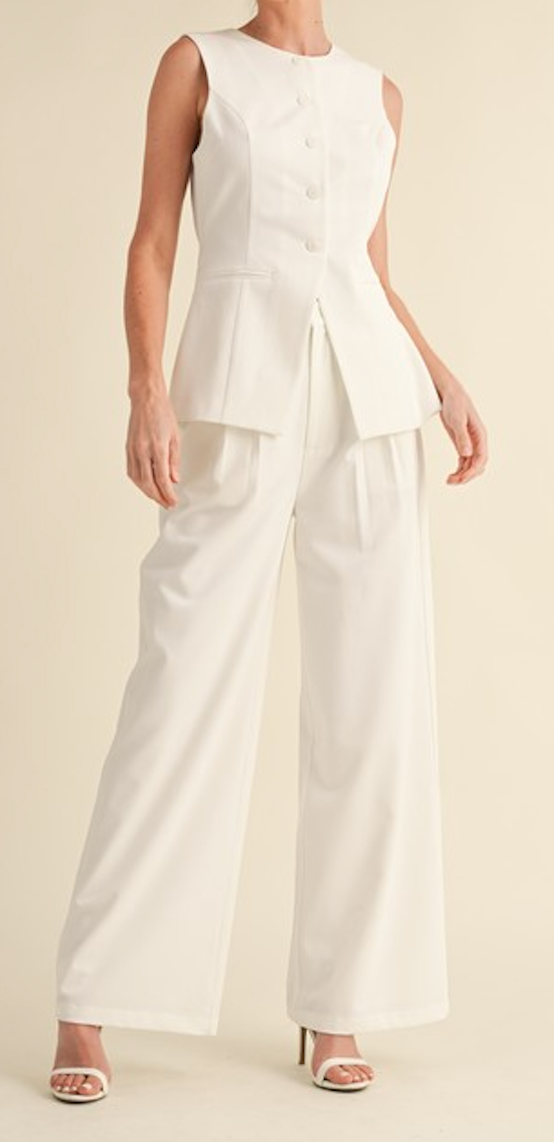 Tailored Longline Vest and Wide Pants Set