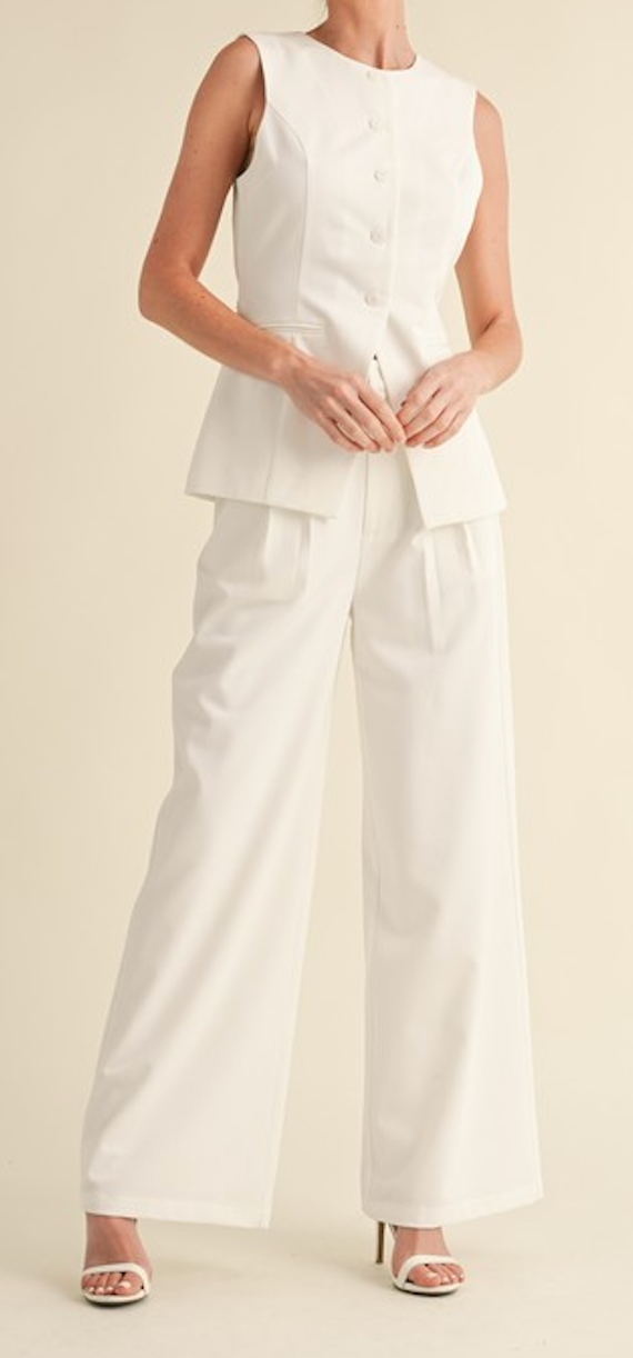Tailored Longline Vest and Wide Pants Set