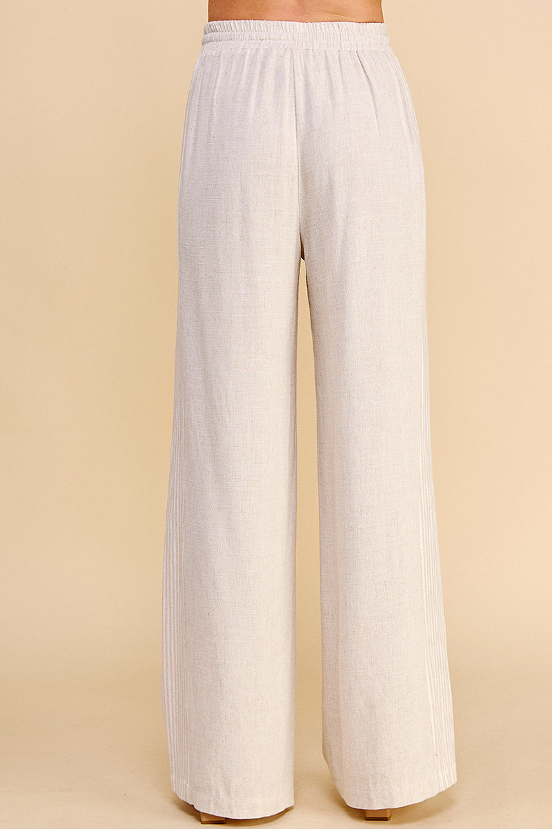 Colorblock Linen Blend Soft Pants