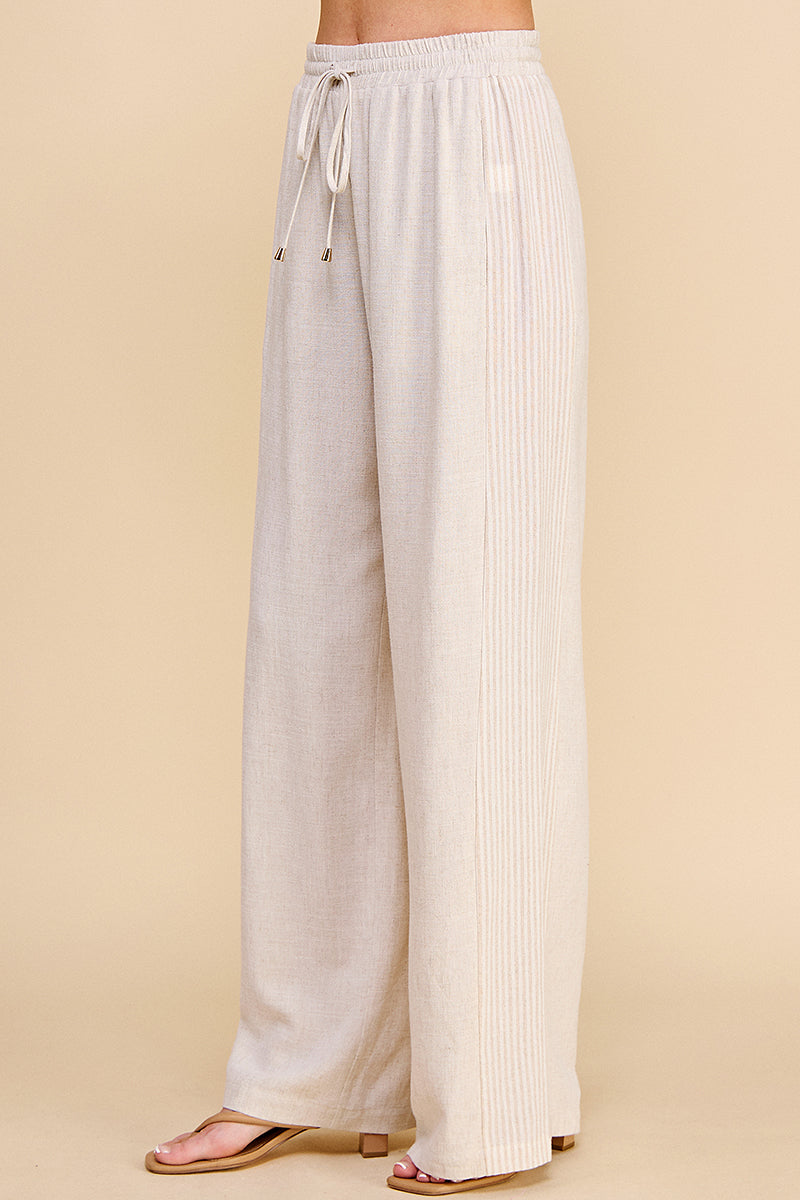 Colorblock Linen Blend Soft Pants