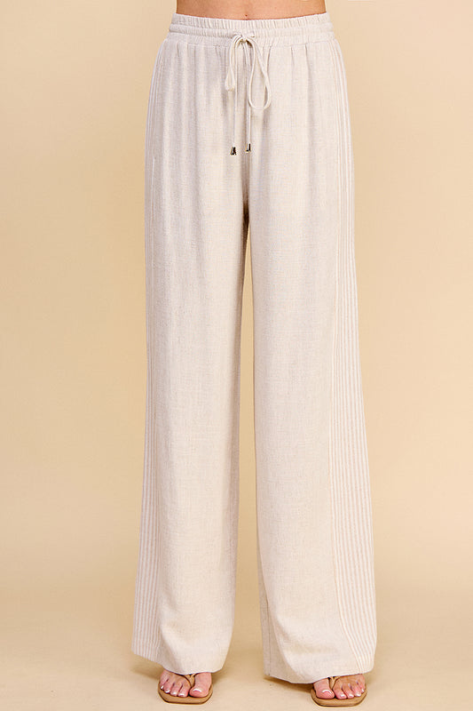 Colorblock Linen Blend Soft Pants