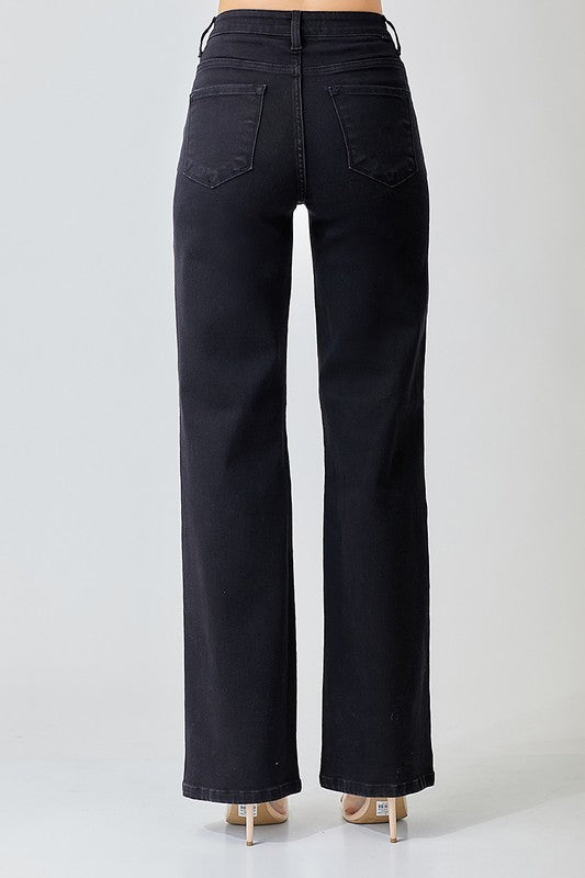 High Rise Crossover Wide Straight Jeans