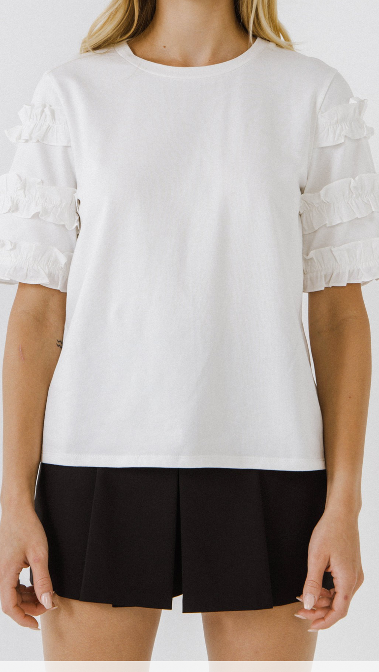 Ruffled Sleeve T-Shirt